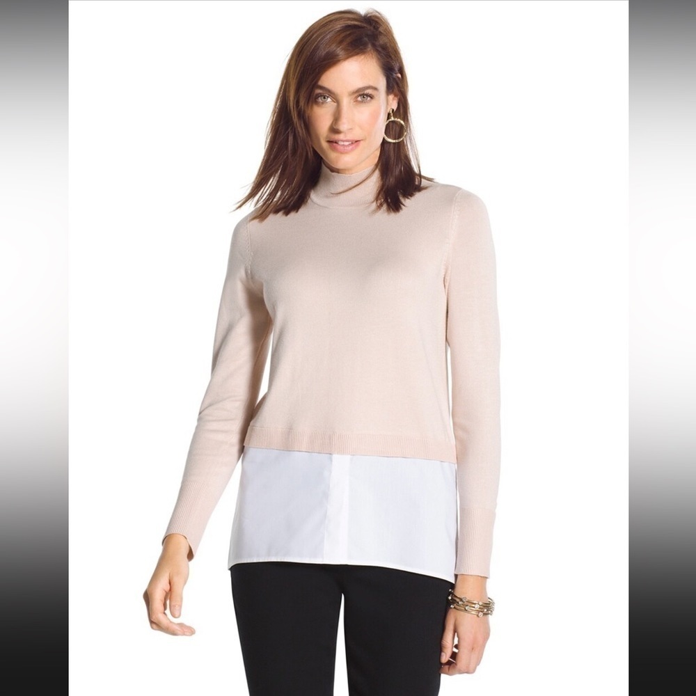 Chico’s Woven Mix Alice Pullover Sweater Size:2/L